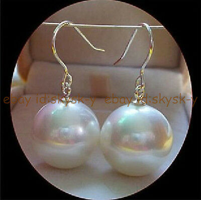 New 14mm White South Sea Shell Pearl Drip Earrings