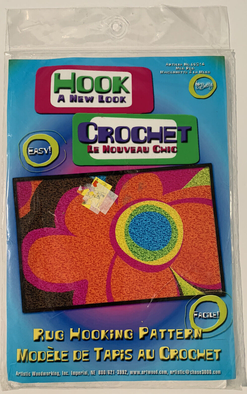 Hook A New Look Modern Flower Rug Hooking Pattern Mod Pod 00214 Sealed Package