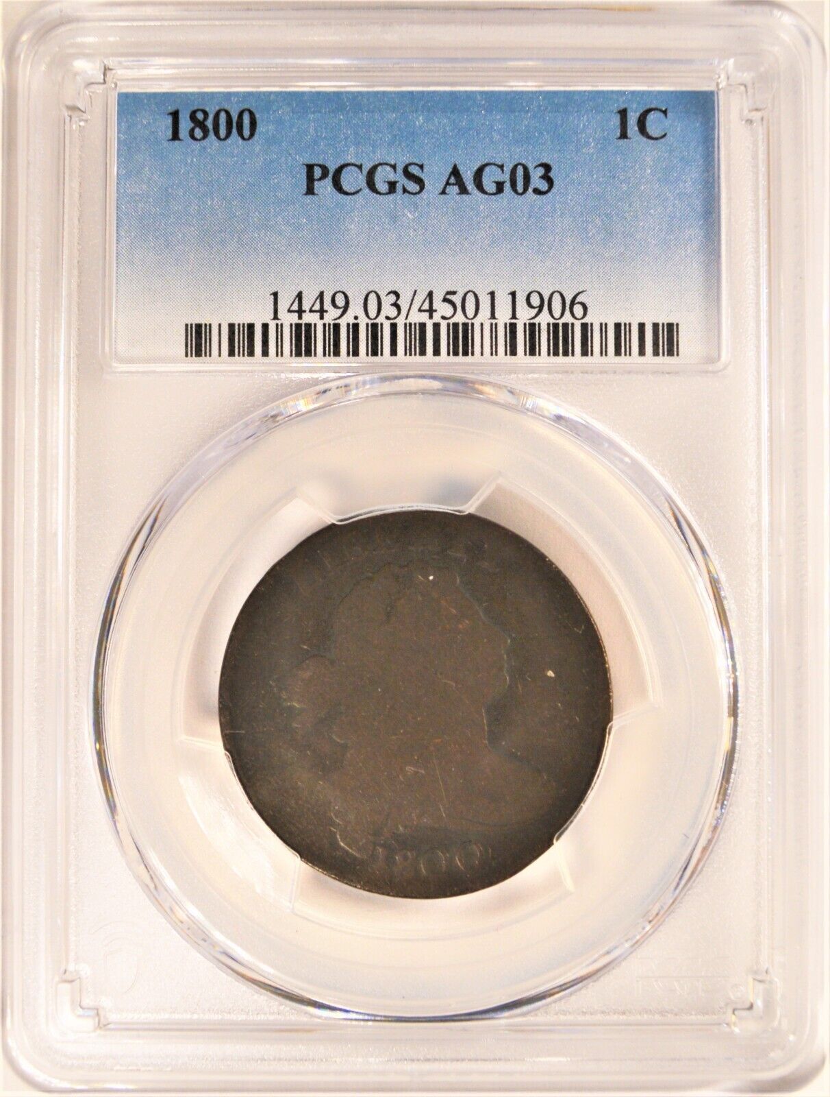 1800 Large Cent, Pcgs Ag 3
