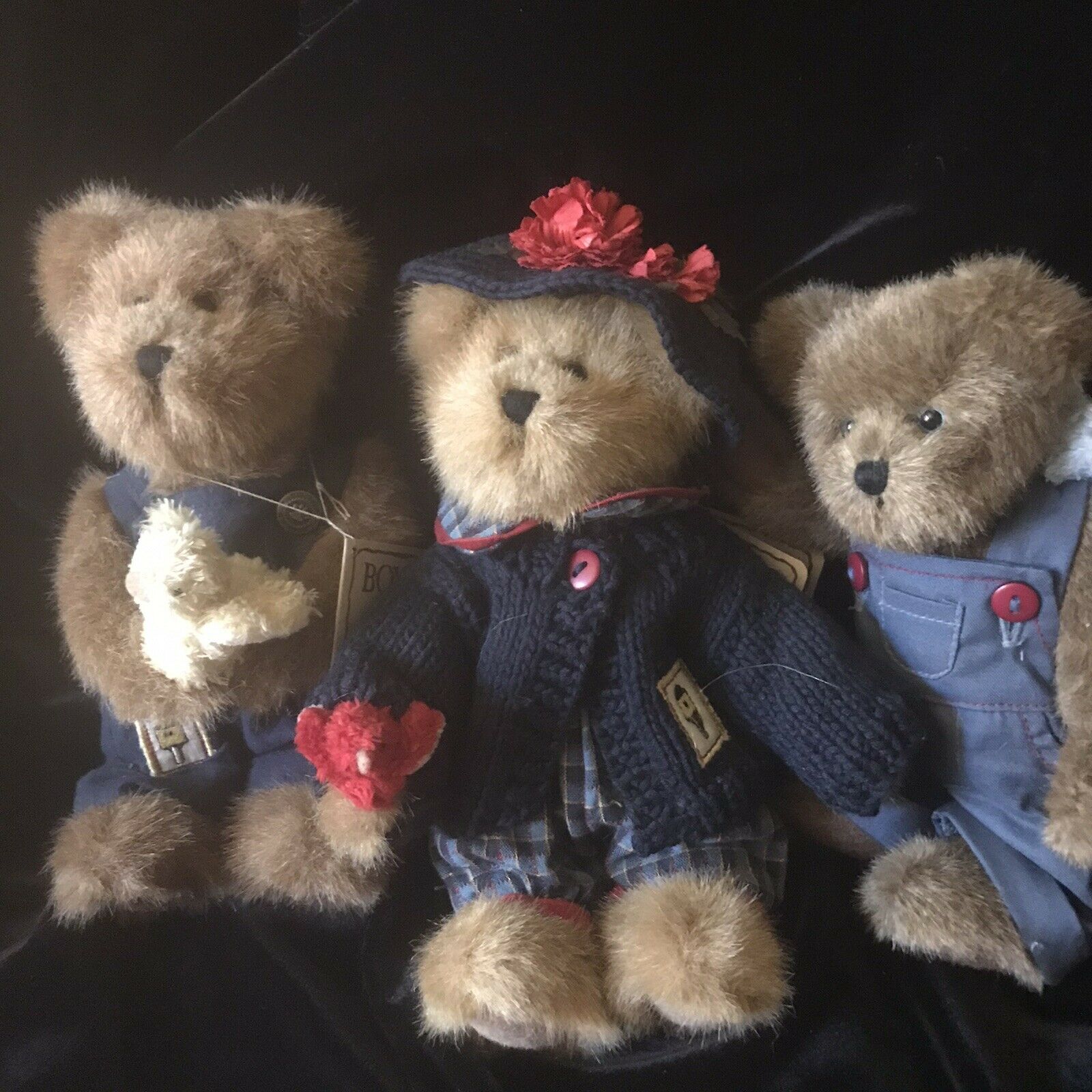 Boyds Set Of 3 Plush 8” Bears With Birds-bailey, Edmund, Remus All Nwt Dressed