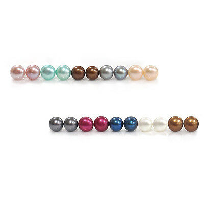 925 Silver 5-5.5mm Multi Color Freshwater Pearl Stud Earrings - Set Of 10