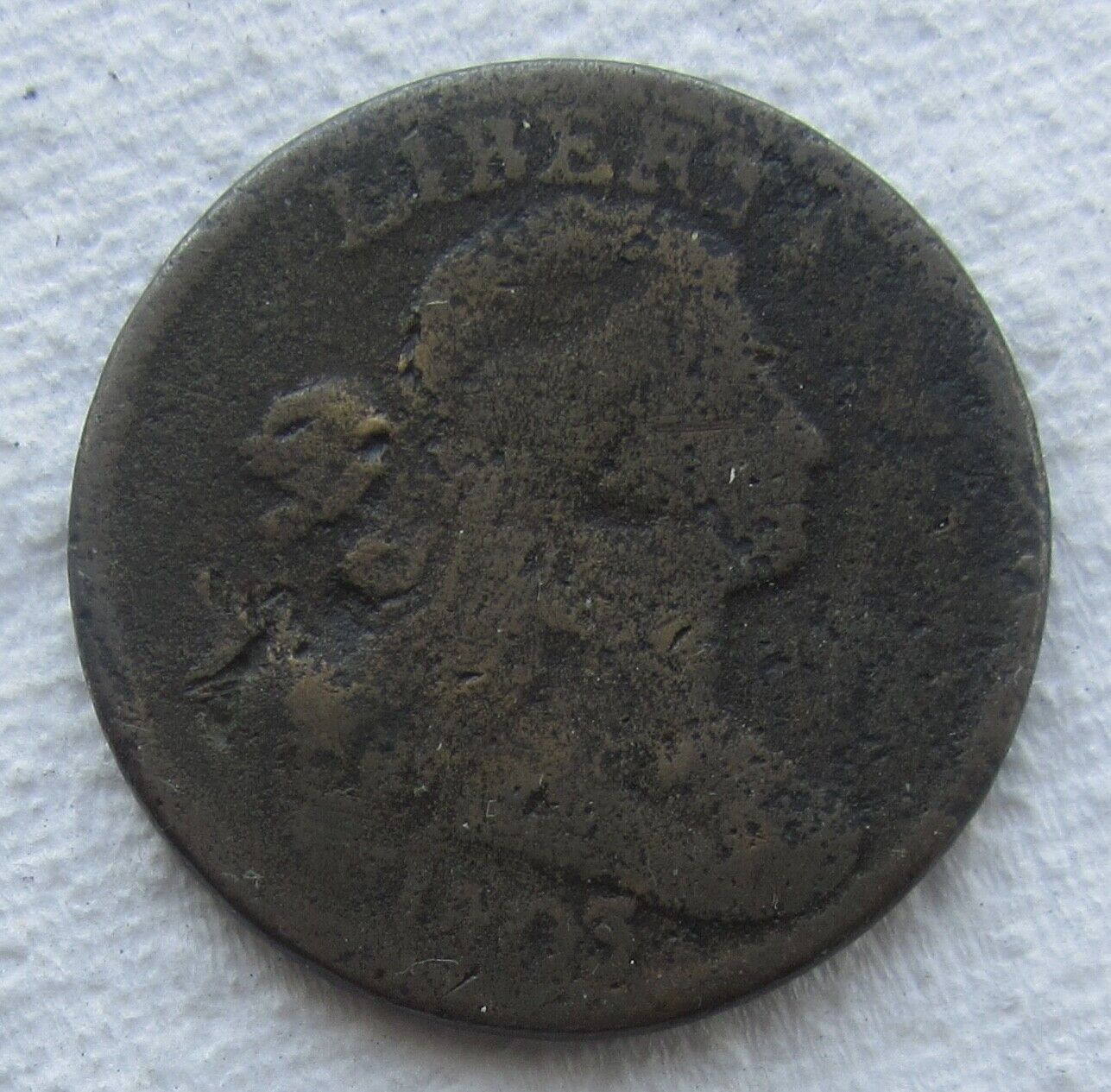 1803 1c Bn Draped Bust Large Cent Rare Early Date Type Coin Some Detail Corroded