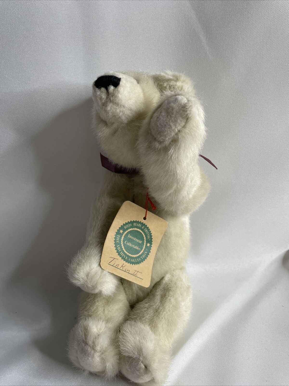 Boyds Bears Plush Bear Medium White Jointed Twinkin Ii Collectible 12in Tall