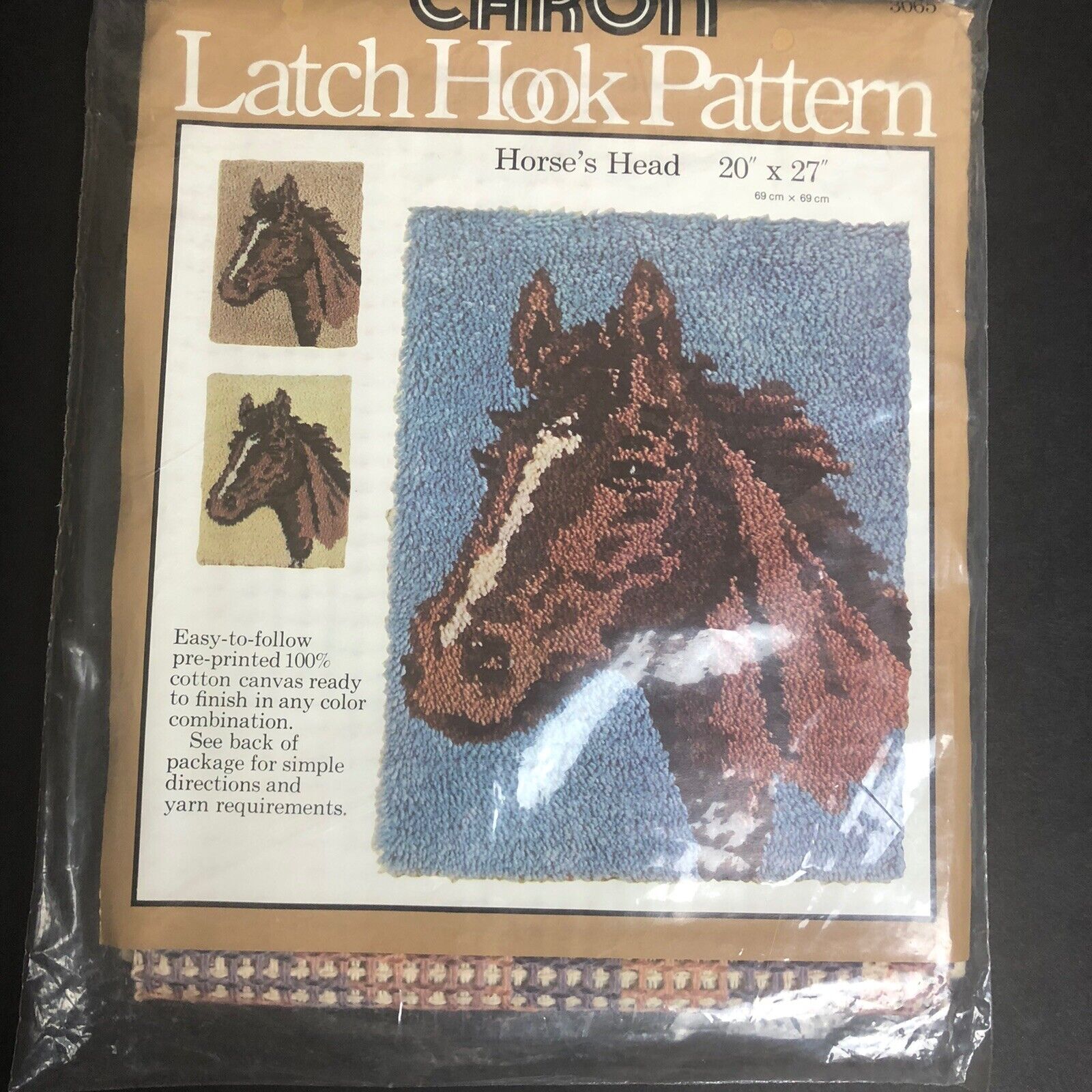 Caron Latch Hook Pattern Horse’s Head Pony Nos Printed Canvas Pattern 20” X 27”