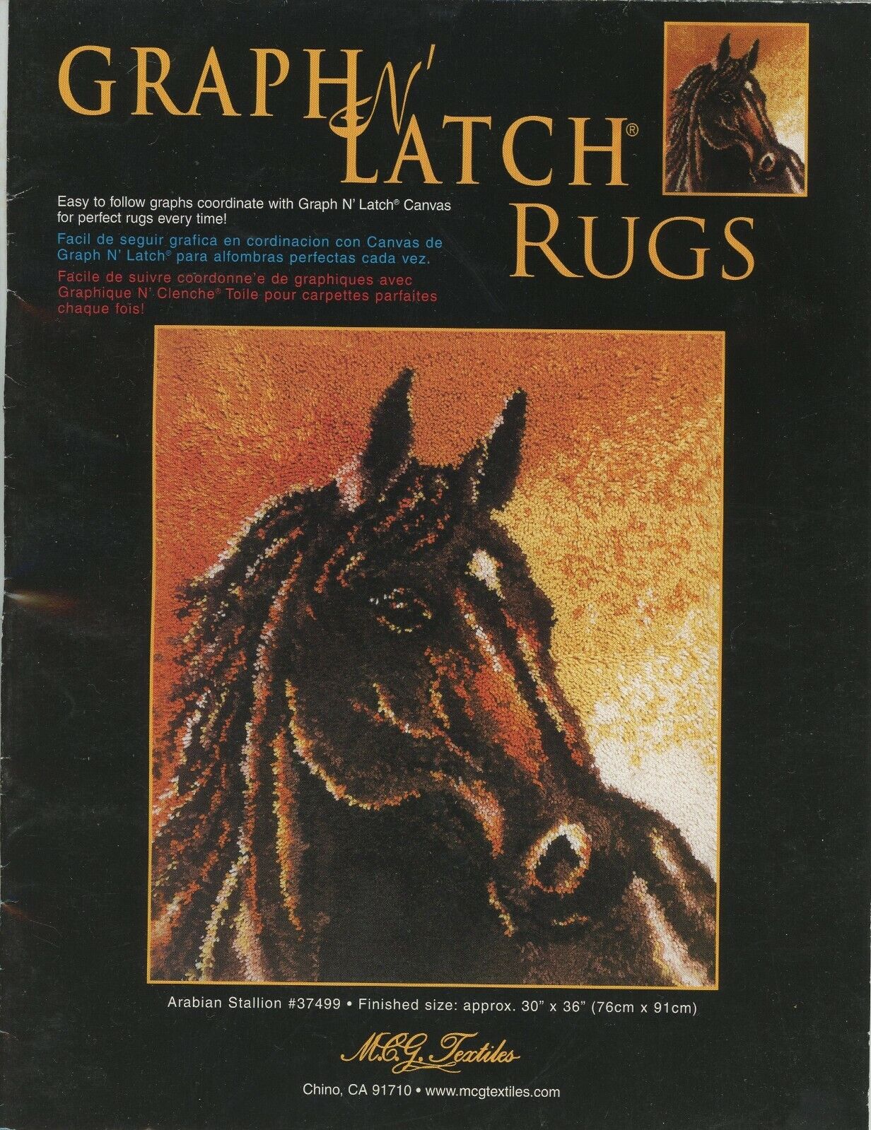 Mcg Textiles Graph N Latch Rugs Arabian Stallion Horse 30" X 36" Pattern