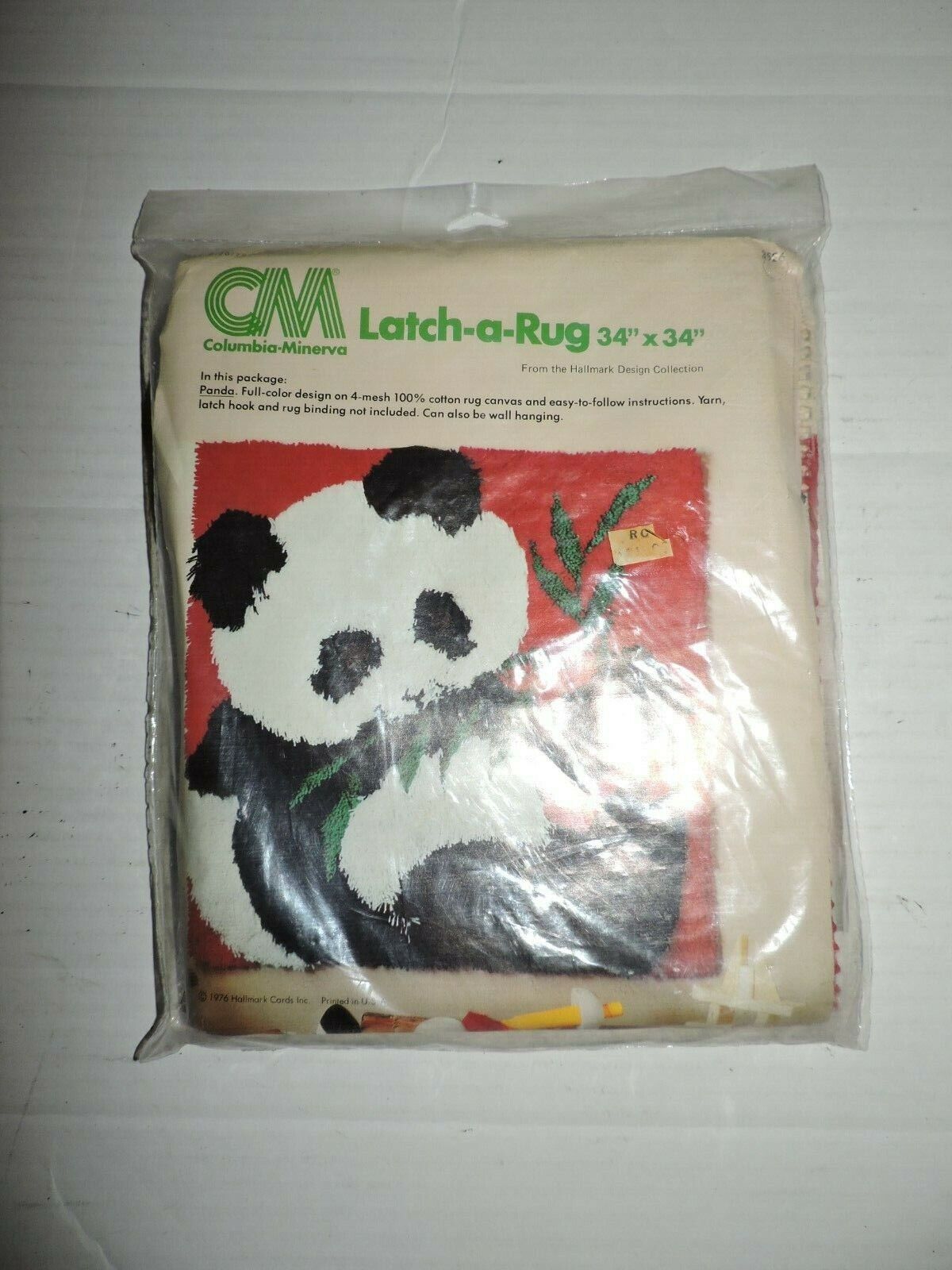 Vtg  Columbia-minerva Latch-a-rug Canvas Only Panda 34" X 34"